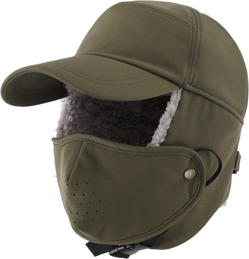 Connectyle Warm Winter Hat with Ear Flaps Mask Cold Weather Outdoor Ski Cap Water-Resistant Baseball Trapper Hat for Men - Image 1